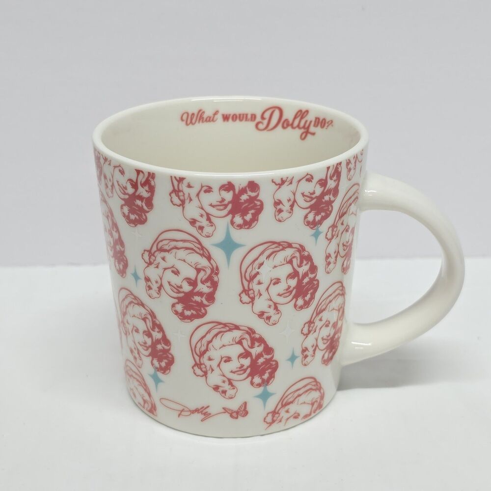 Dolly Parton Face 18 oz Porcelain Pink Coffee Tea Mug NEW What Would Dolly Do?